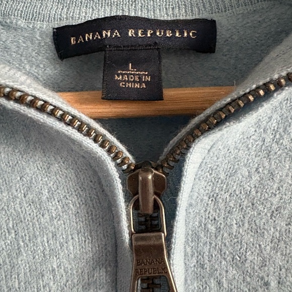 Banana Republic Wool Blue Zip-Up Sweater | Size Large - Picture 5 of 8
